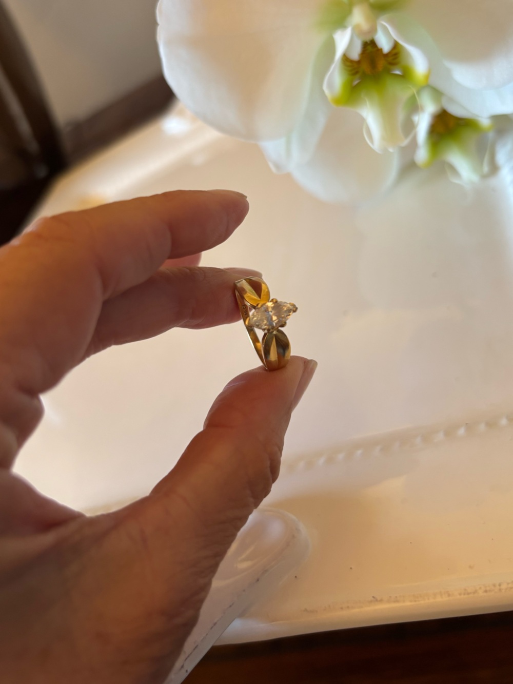 Vintage 14K Gold Diamonique Cubic Zirconia Ring
